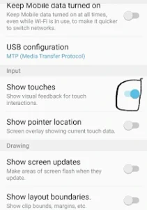 show touches in android 
